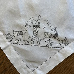 Vtg Norwegian Table Linen 34x34 Hand Embroidered Norway Scandi Folk Art Cloth - Picture 1 of 7