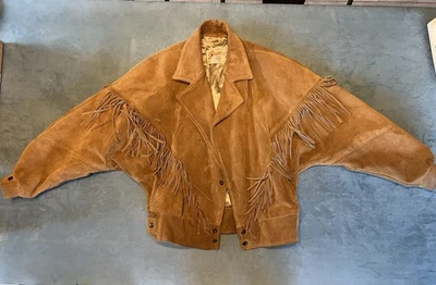 Excelente abrigo vintage de cuero genuino con flecos talla 44 S Foto 1 de 4