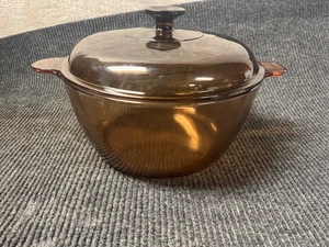 Corning Vision Kochgeschirr Bernsteinfarben 5 Quart 4,5 L Dutch Oven Suppentopf Pyrex Deckel Hergestellt in den USA - Bild 1 von 7