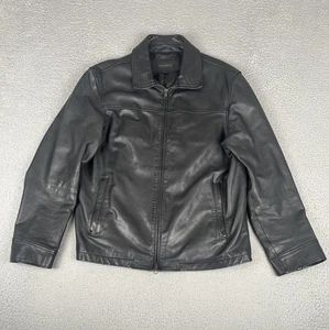 Chaqueta de cuero negra vintage Y2K 2003 Banana Republic bombardero motocicleta grande - Imagen 1 de 24