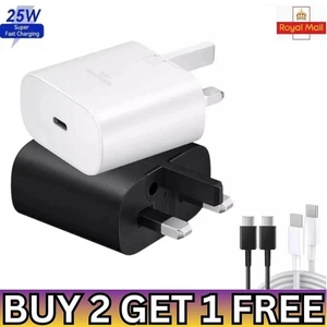 Adattatore caricatore rapido 25W spina e cavo per telefoni Samsung Galaxy tipo C UK - Foto 1 di 13