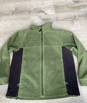 Columbia Jacket Boys Size 10/12 Green gray Full Zip Up Fleece Jacket Soft Fleece - Image 1 of 4