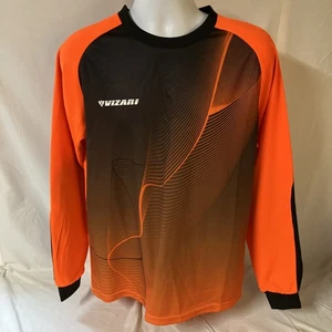 Vizari Shirt Jersey Mens Medium Orange Black Brown Goalkeeper Padded Soccer NWT - Picture 1 of 9
