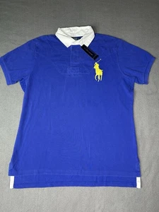 Camisa de Rugby Polo Ralph Lauren Para Hombres Big Pony Azul Ajuste Personalizado Grande Nueva con Etiquetas - Imagen 1 de 6