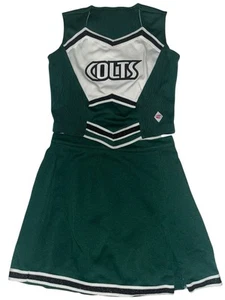 Cheerleader Uniform Outfit Costume COLTS 33" Top 28 Skirt Green School Youth XL - Picture 1 of 9