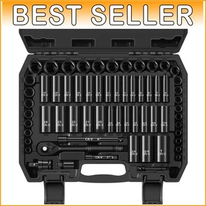 Versatile 64-Piece Drive Socket Set with Organized Storage and Dual Markings - Picture 1 of 10
