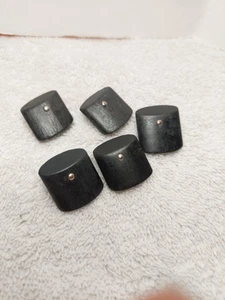 Unique Wood Toggle Buttons Black Stained Set Of 5 Flat Cylindrical Shape - Picture 1 of 9