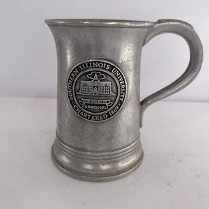 SIU Pewter Tankard Beer Stein Mug Southern Illinois University Carbondale Vtg - Picture 1 of 9