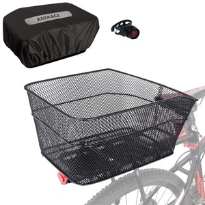 Rear Bike Basket with Waterproof Cover,Bicycle Cargo Rack Storage Basket Moun... - Picture 1 of 7