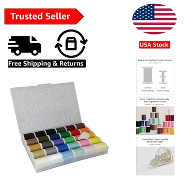 Luxury Set of 30 Color Polyester Threads - 100m Each for Professional Sewing - Image 1 of 4
