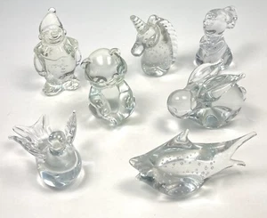 VTG Lot 7 Clear Glass Animal PAPERWEIGHTS Figurines 4" Fenton Great City Traders - Picture 1 of 10