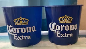 2 Corona extra marineblau Kunststoffeimer fasst sechs Flaschen Dosen Eis Party Kochen - Bild 1 von 3