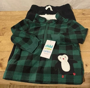 Child of Mine by Carter's Baby Boys Long Sleeve Stripe, 2-Piece, Size 12 M green - Picture 1 of 7