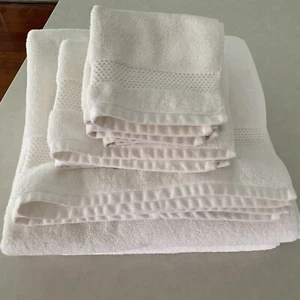 -White 100% Cotton Turkish Bath Towel Set(5pc) By Valeron - Picture 1 of 5