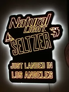 NEW Natural Light Seltzer Just Landed in Los Angeles LED Beer Sign Bar Light Pub - Picture 1 of 5