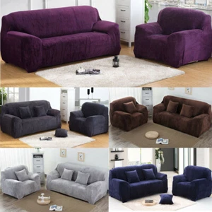 1/2/3/4 Seater Stretch Plush Velvet Sofa Slipcover Couch Cushion Protector Cover - Picture 1 of 62