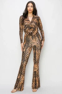 FASHION NOVA COWL NECK FLARE PANT 2 PC SET - Picture 1 of 5