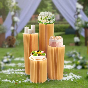 Mesa Expositora Postre Columna Papel Plegable para Boda Compromiso Cumpleaños Fiesta - Imagen 1 de 14