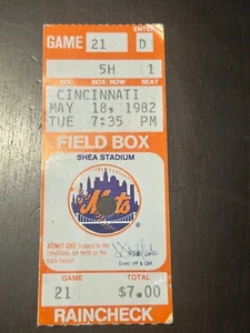 1982 New York Mets vs Reds biglietto Stub Shea Stadium Randy Jones vittoria 18 maggio 1982 - Foto 1 di 2