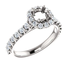 5/8 Ct 5mm Center Cushion Diamond Semi mount Engagement Ring 10K White Gold - Picture 1 of 6