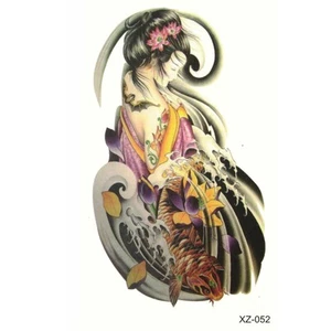 Tatuajes temporales geisha koi pez diseño de loto arte corporal temporal tatuaje adhesivo - Imagen 1 de 2