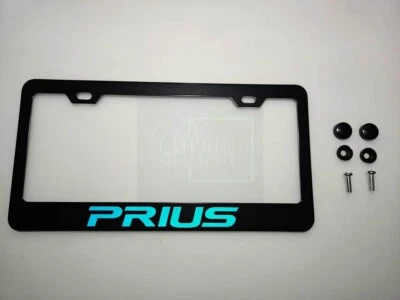 Marco de matrícula de acero inoxidable negro holográfico brillante Toyota Prius Foto 1 de 2