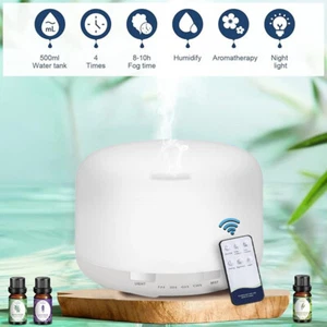 Humidificador ultrasónico inteligente 500 ml lámpara de 7 colores luz difusor de aceite esencial - Imagen 1 de 12