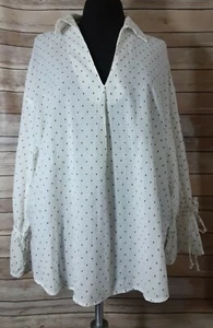 H&M Women's Cream Black Printed Oversized Bell Sleeve Blouse, Size Medium. - Picture 1 of 6