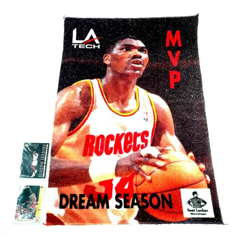 Hakeem Olajuwon Rockets MVP Dream Season Footlocker Towel and Upper Deck Cards Cover