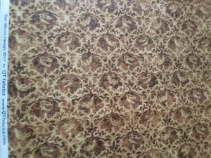 LOST WORLD DINOSAUR SKULLS DAN MORRIS QT FABRICS BROWN COTTON PATCHWORK FABRIC - Picture 1 of 5