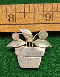 Vintage Sterling Silver 925 GFMW Flower Pot Brooch Pin Great Falls Metal Works - Picture 1 of 24