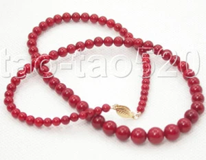 AAA GRADUIERT 18" 100 % NATÜRLICH 4-8 MM ROTE KORALLE HALSKETTE 14K GOLD VERSCHLUSS K347 - Bild 1 von 2
