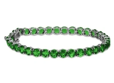 Pulsera Tenis Redonda Verde Diópsido Cromo Plata de Ley Talla 6.5 y 7.25 Foto 1 de 4