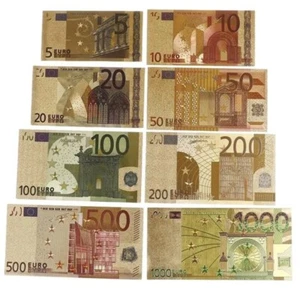 EU 8 Pack |Euro Europe Gold Foil Bank Notes - Picture 1 of 2