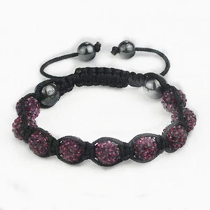 Bracelet Shamballa violet 9 perles christal et 4 hématite - Picture 1 of 1