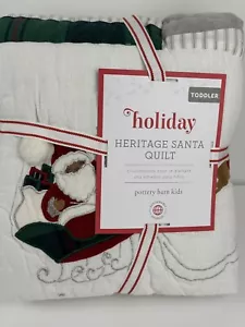 Pottery Barn Kids Holiday Heritage Black Santa Toddler Patchwork Quilt 36x50 - Picture 1 of 5