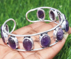 Amethyst Gemstone Ethnic Handmade Adjustable Fashion Bangle Jewelry GB-6046 - Picture 1 of 1