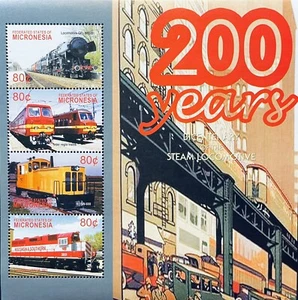 MICRONESIA TRAINS STAMPS 2004 MNH BICENTENNARY OF THE STEAM LOCOMOTIVE RAILROAD - Picture 1 of 1