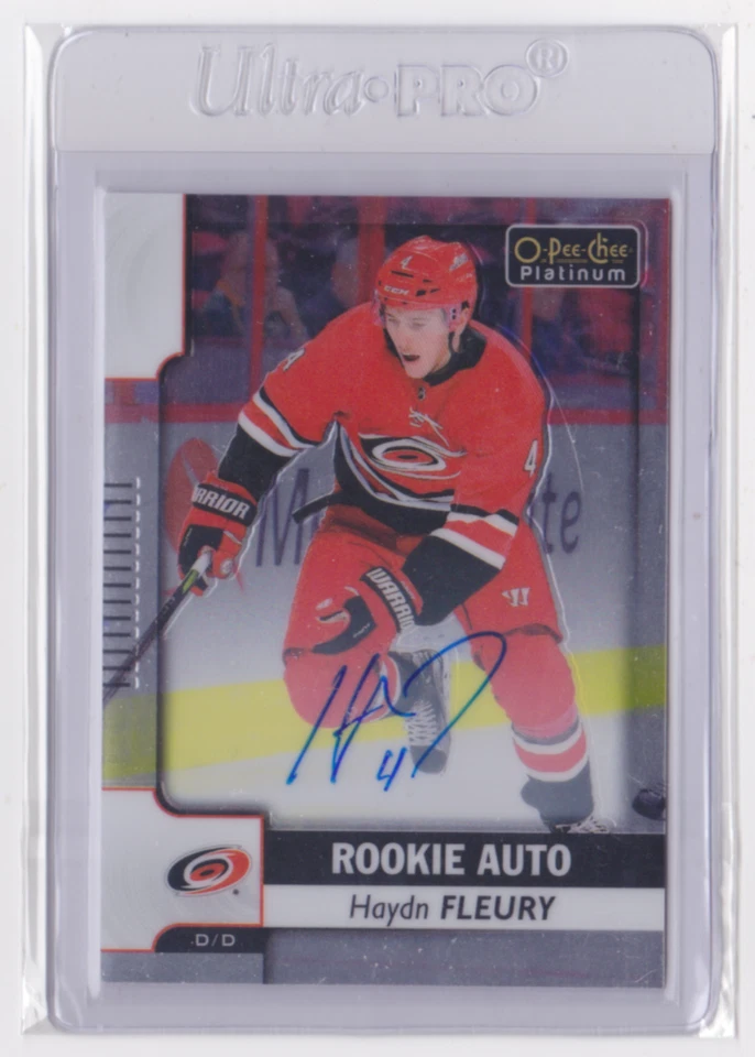 2017-18 O-PEE-CHEE PLATINUM ROOKIE AUTO INSERT HAYDN FLEURY #R-HF HURRICANES - Image 1 of 2