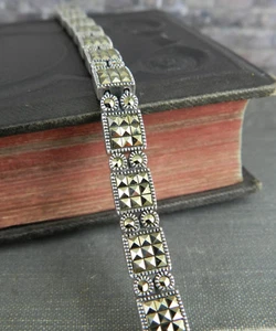 Vintage Style Judith Jack 925 Sterling Silver & Marcasite Tennis Bracelet - Picture 1 of 5