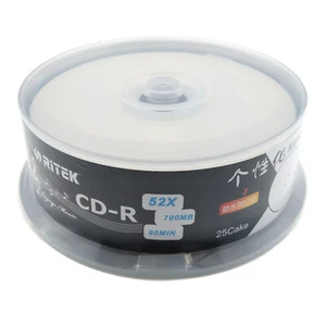 25 Stück CD-R Rohling Disc 700MB 80min schwarz unten beschreibbar Full Inkjet bedruckbar - Bild 1 von 8