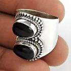 Natural Onyx Gemstone Statement Ethnic Ring Size Q 925 Silver For Women T49
