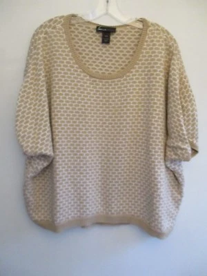 Suéter de manga corta Lane Bryant para mujer 18/20 100 % algodón beige y blanco Foto 1 de 4