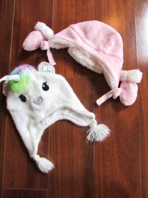 THE CHILDREN'S PLACE ~ New! Newboen 0-6 Months ~ Lot of 3! Winter Hats & Mittens - Image 1 of 4