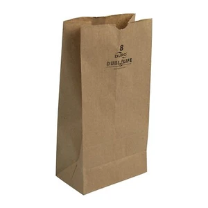 Duro Tiger 6" x 4" x 12.4", 8 lb Capacity Flat Bottom Paper Grocery Bag Kraft | - Picture 1 of 3