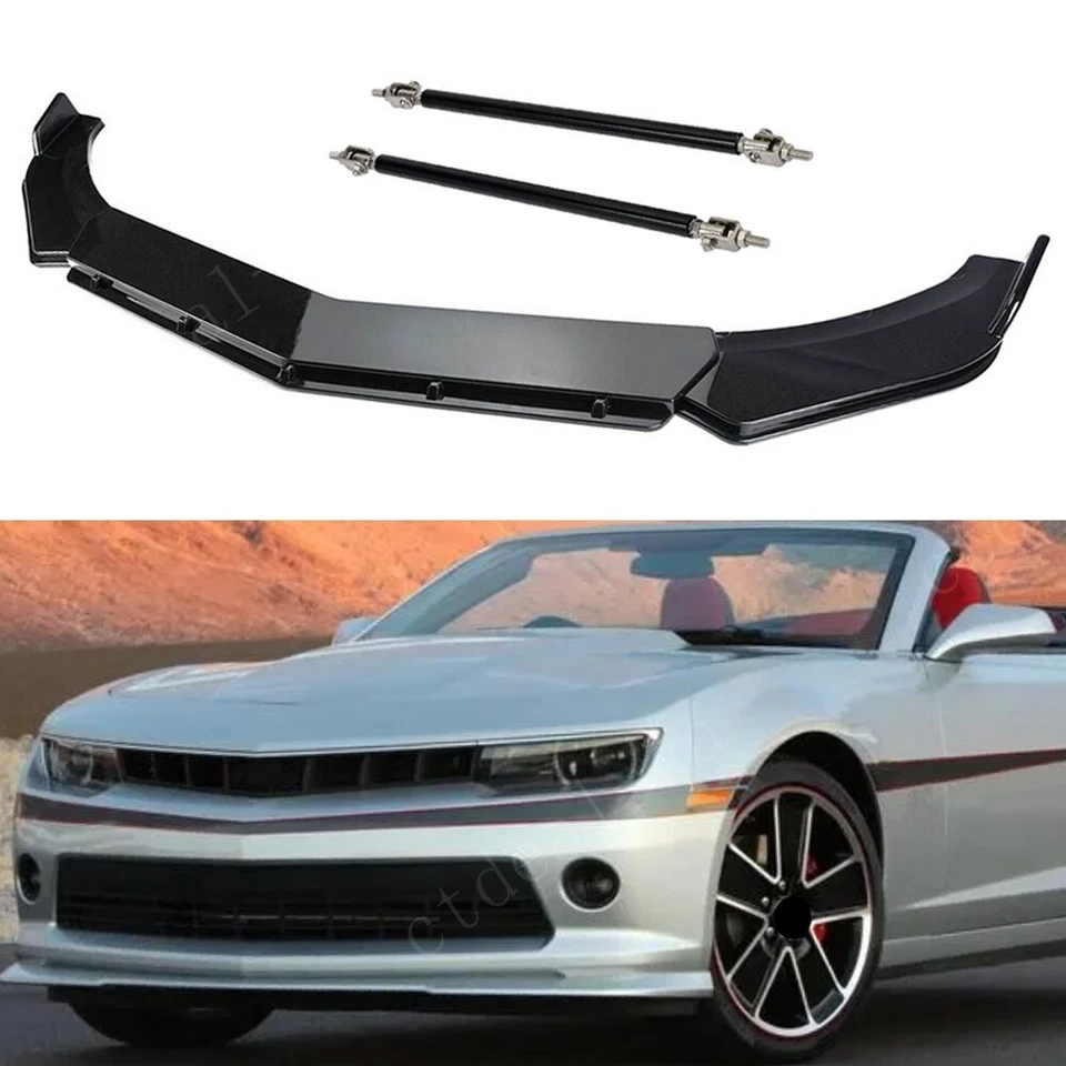 Front Bumper Lip Splitter Spoiler Lower Body Kit+Strut Rods For Chevrolet Camaro Foto 1 de 4