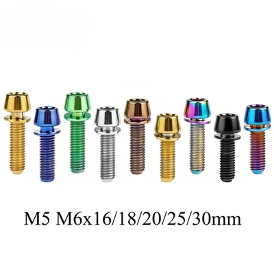 Titanium Bolt M5x16 18 20 25mm Taper Hex Head with Washer Ti Screw for Bike Stem - Image 1 of 4