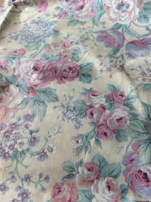 Vtg Yellow Floral Fabric Cottage Joan Kessler Cotton Quilt Almost 1 Y F55 - Image 1 of 4