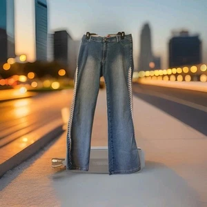 Street-Mod Jeans Brazil Size 38 (8 USA) Flare Leg+Slit Ankles+Lace On Outer Seam - Picture 1 of 12