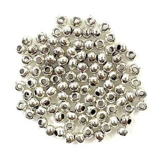 2MM SHINY SILVER ROUND SPACER BEADS FOR JEWELRY MAKING 100 PCS - Picture 1 of 1